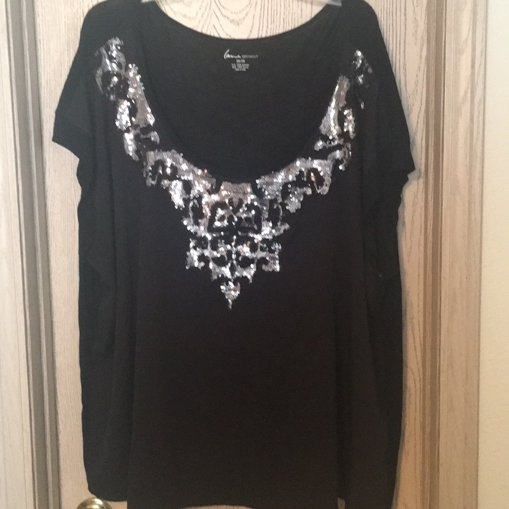 Black beaded Lane Bryant blouse